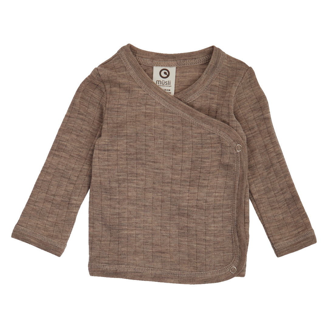 müsli Baby Wickeljacke aus Merinowolle L_S Tee Walnut melange 821000012