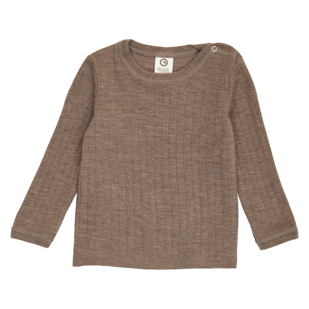 müsli Babylangarmshirt aus Merinowolle L_S Tee Walnut melange 821000012