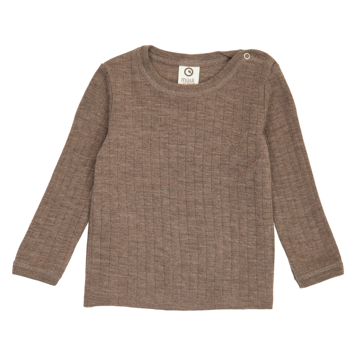 müsli Babylangarmshirt aus Merinowolle L_S Tee Walnut melange 821000012