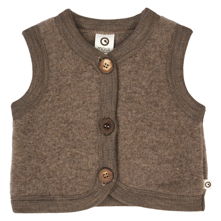 müsli Babyweste aus Merinowolle Wool Walnut melange 821000012