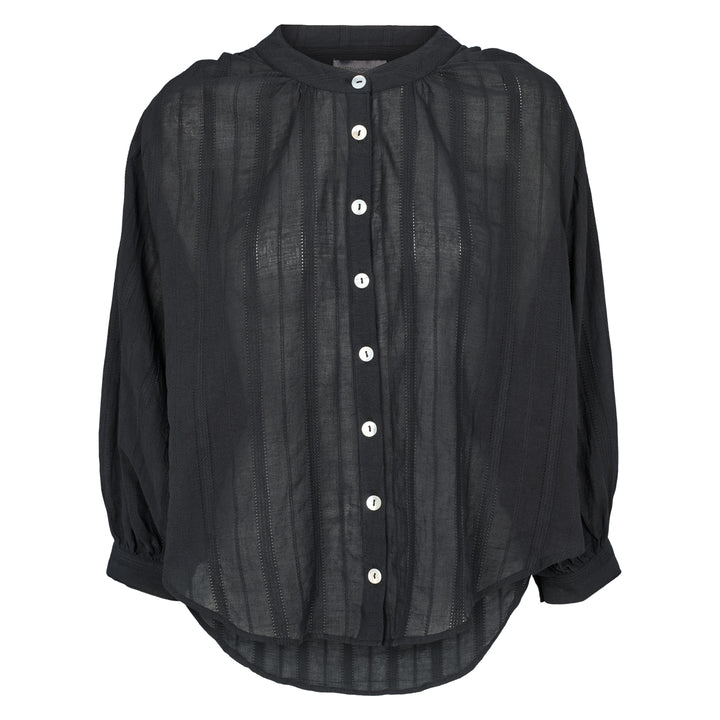 Conservandum Dobby puff shirt Shirts & Blouses Black 019400706