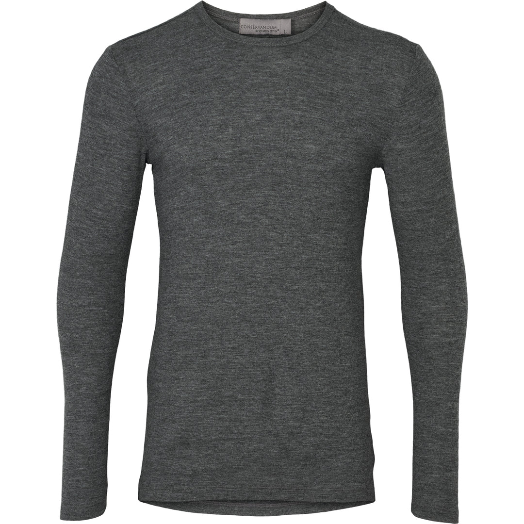 Conservandum Herren Langarmshirt aus Merinowolle L_S Tee Dark grey melange 792000700