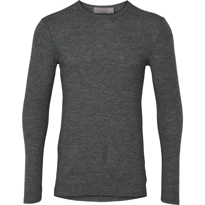 Conservandum Herren Langarmshirt aus Merinowolle L_S Tee Dark grey melange 792000700