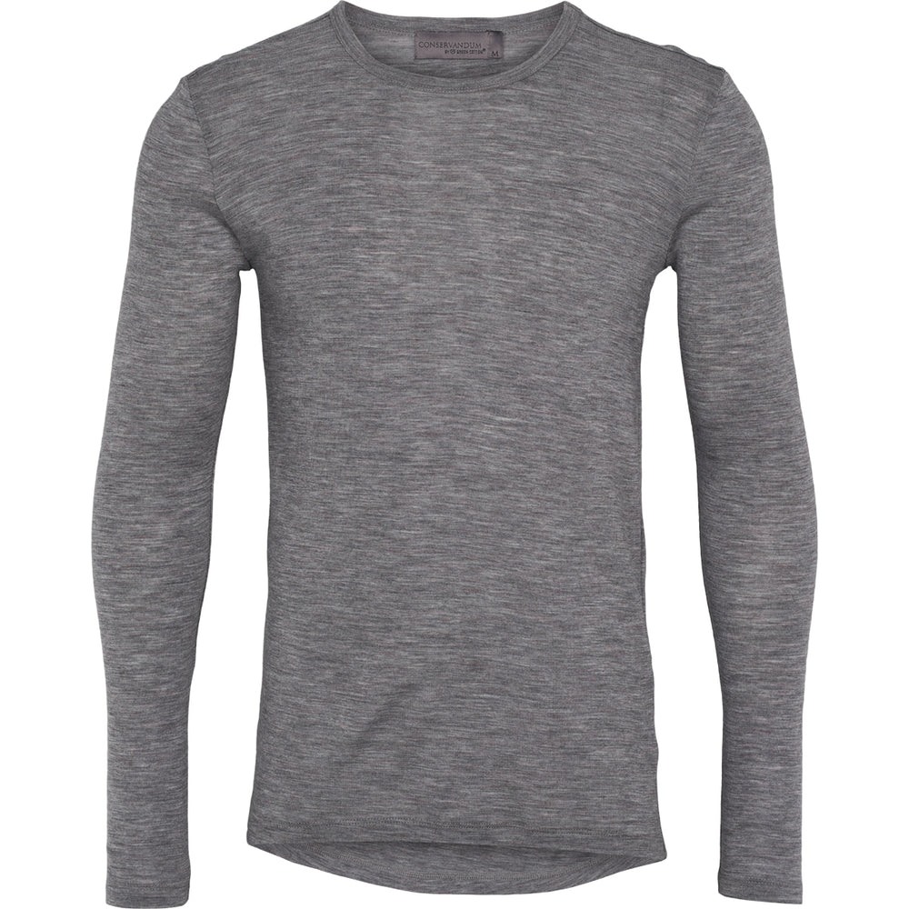 Conservandum Herren Langarmshirt aus Merinowolle L_S Tee Pale grey melange 791080900