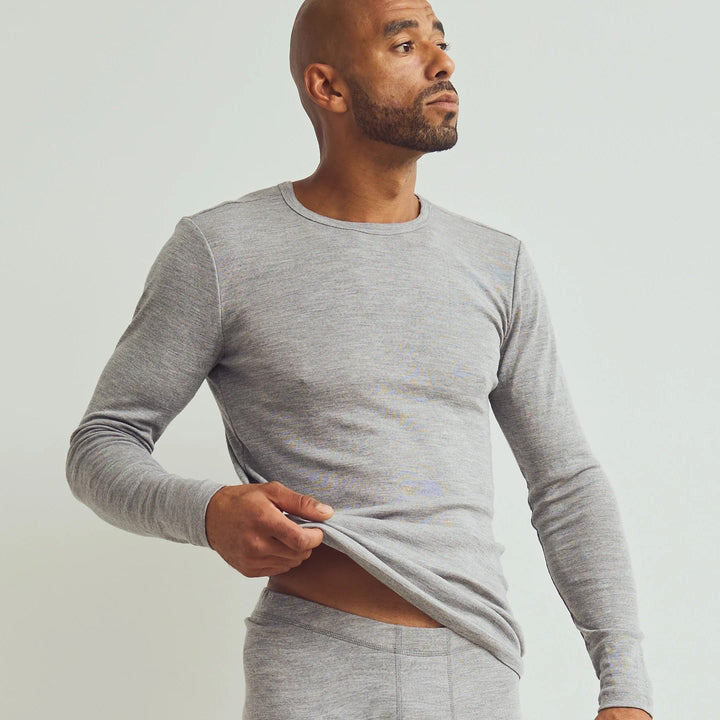 Conservandum Herren Langarmshirt aus Merinowolle L_S Tee Pale grey melange 791080900