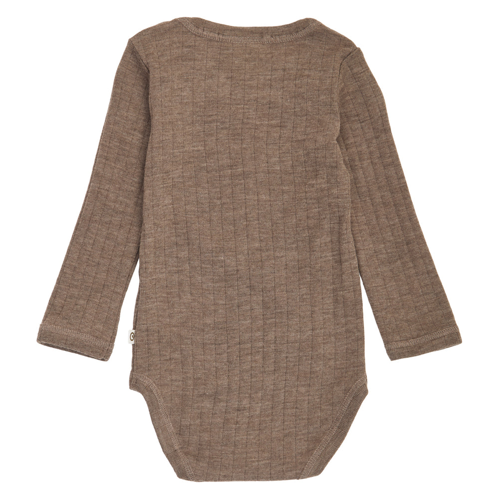 müsli Langarmbody aus Merinowolle Bodystockings Walnut melange 821000012
