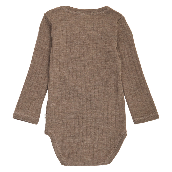 müsli Langarmbody aus Merinowolle Bodystockings Walnut melange 821000012