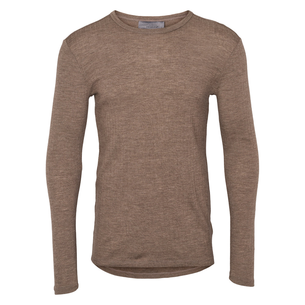 Conservandum Langarmshirt aus Merinowolle L_S Tee Walnut melange 821000012