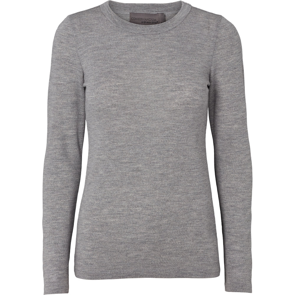 Conservandum Langarmshirt aus Merinowolle L_S Tee Pale grey melange 791080900
