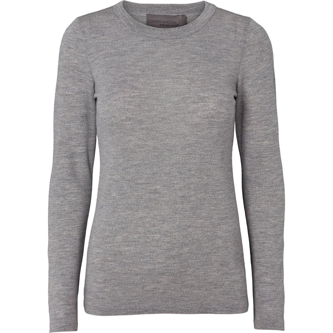 Conservandum Langarmshirt aus Merinowolle L_S Tee Pale grey melange 791080900