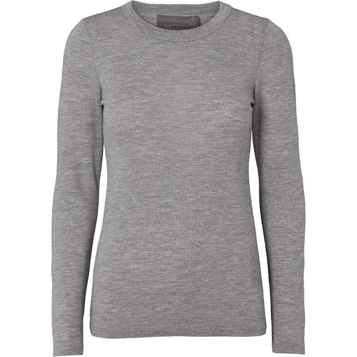 Conservandum Langarmshirt aus Merinowolle L_S Tee Pale grey melange 791080900