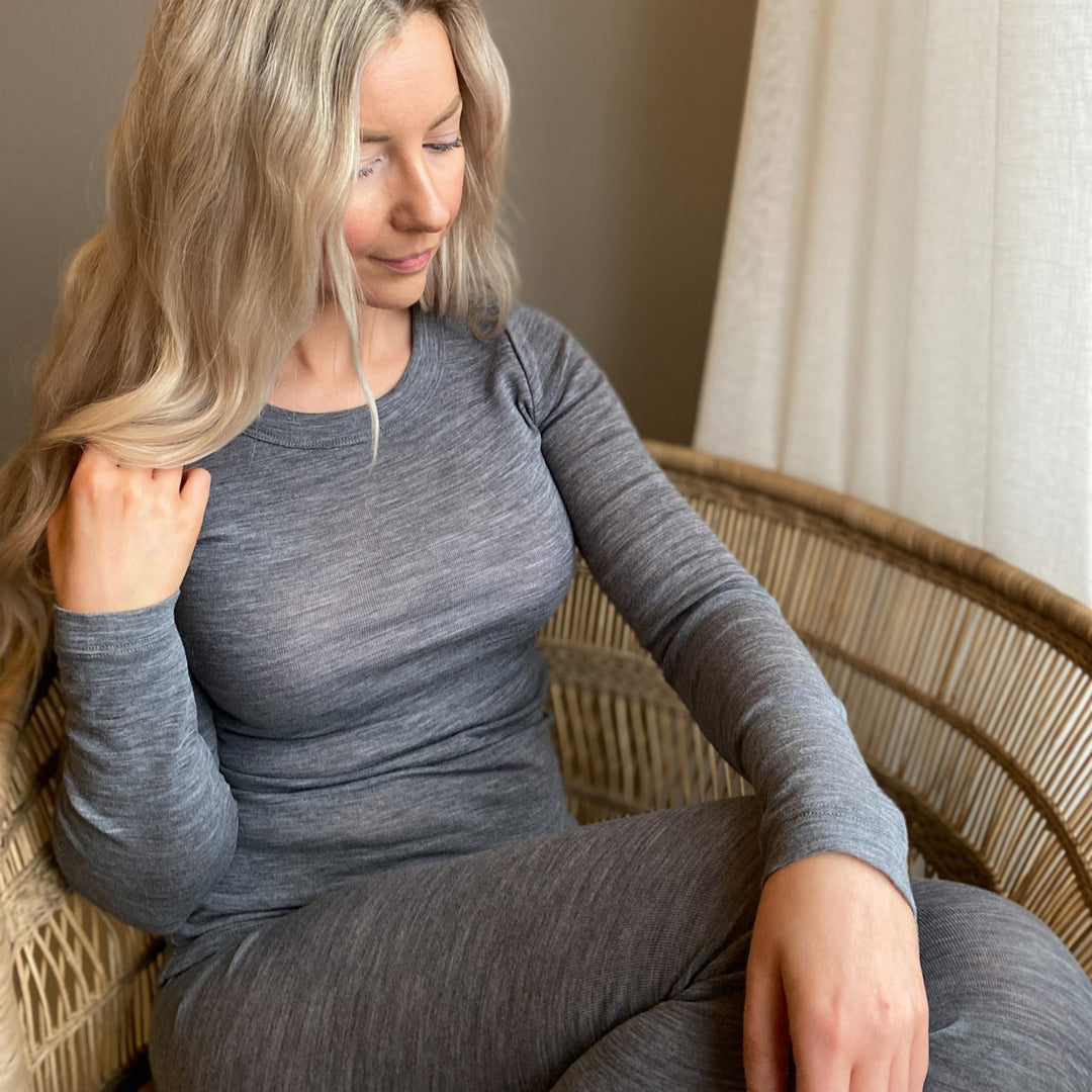 Conservandum Langarmshirt aus Merinowolle L_S Tee Dark grey melange 792000700