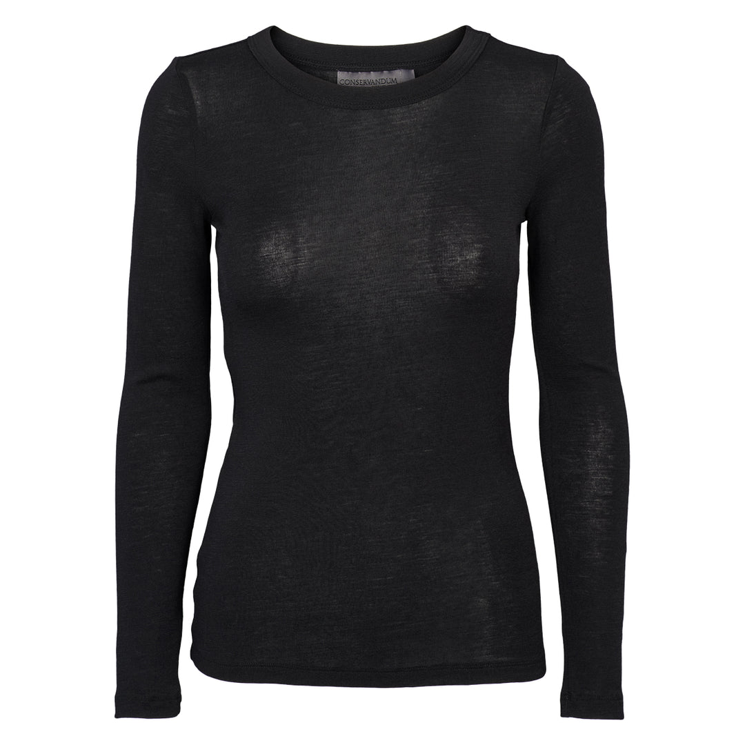 Conservandum Langarmshirt aus Merinowolle L_S Tee Black 019400706