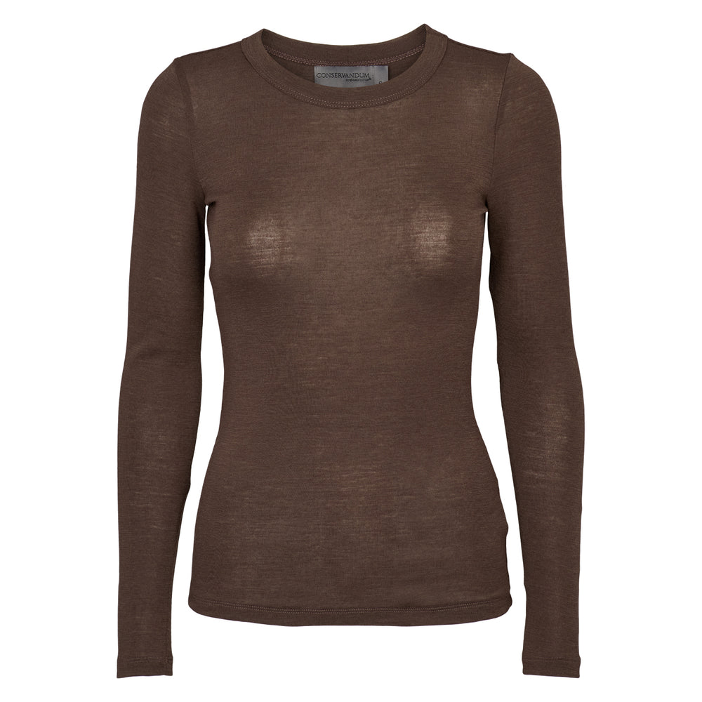 Conservandum Langarmshirt aus Merinowolle L_S Tee Brown 422017200