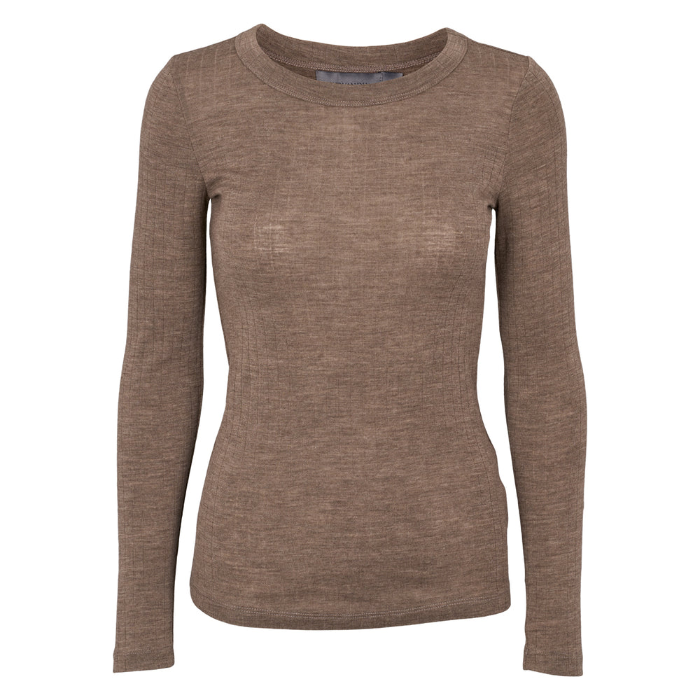 Conservandum Langarmshirt aus Merinowolle L_S Tee Walnut melange 821000012