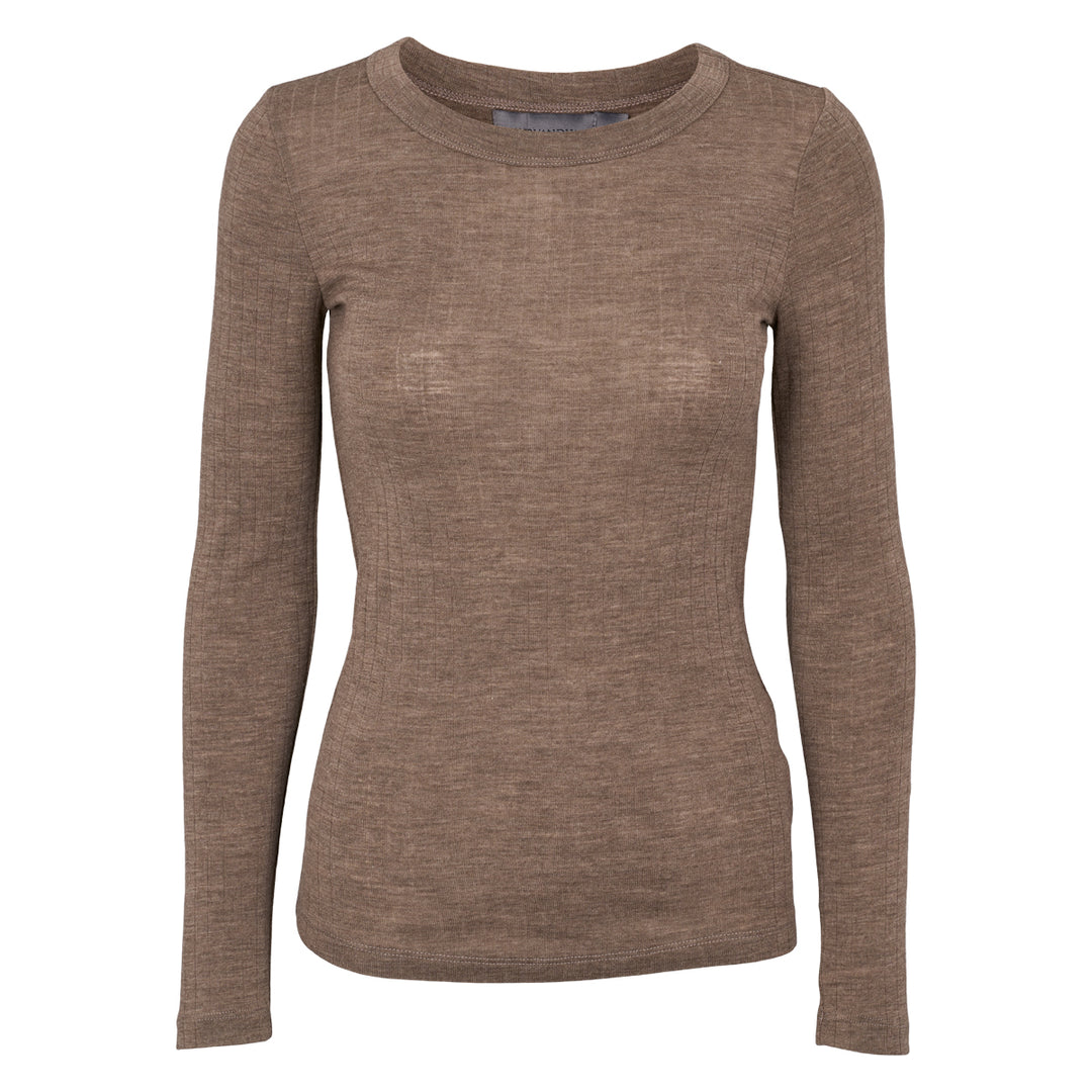 Conservandum Langarmshirt aus Merinowolle L_S Tee Walnut melange 821000012
