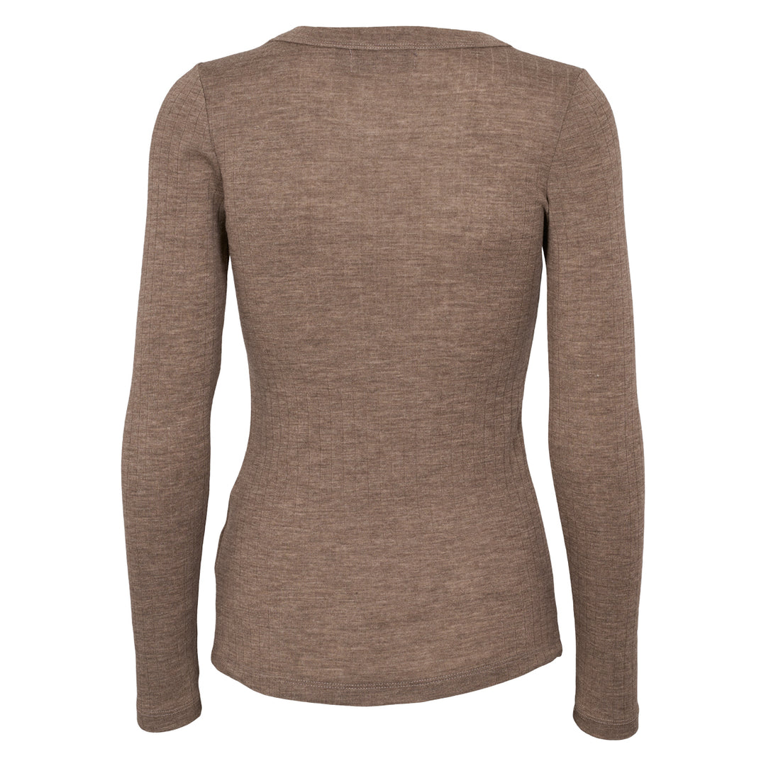 Conservandum Langarmshirt aus Merinowolle L_S Tee Walnut melange 821000012