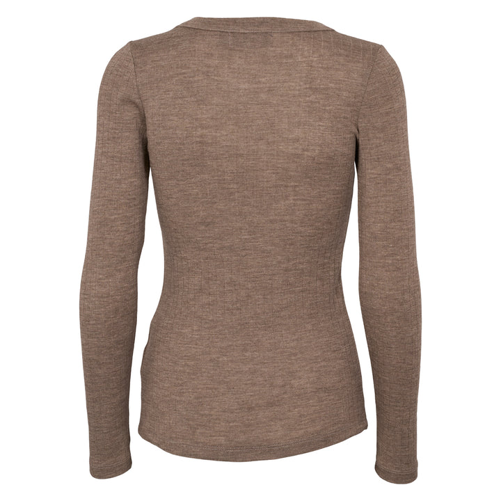 Conservandum Langarmshirt aus Merinowolle L_S Tee Walnut melange 821000012