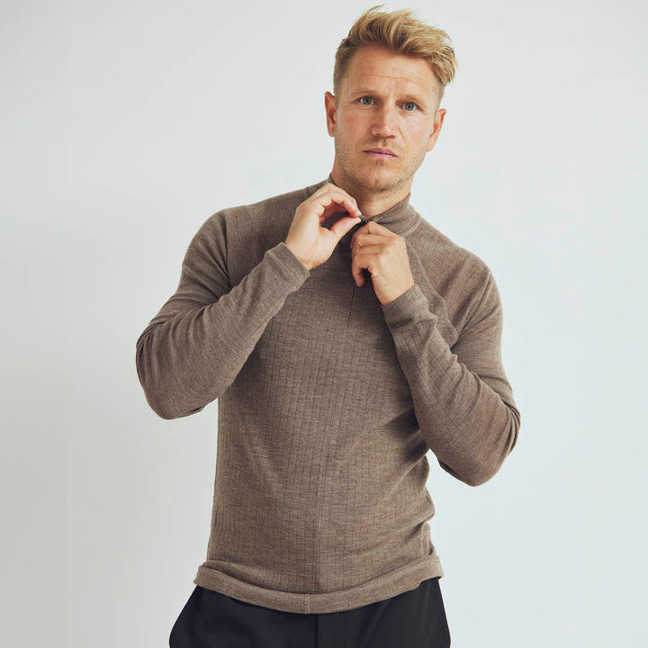 Conservandum Langarmshirt aus Merinowolle S_S Tee Walnut melange 821000012