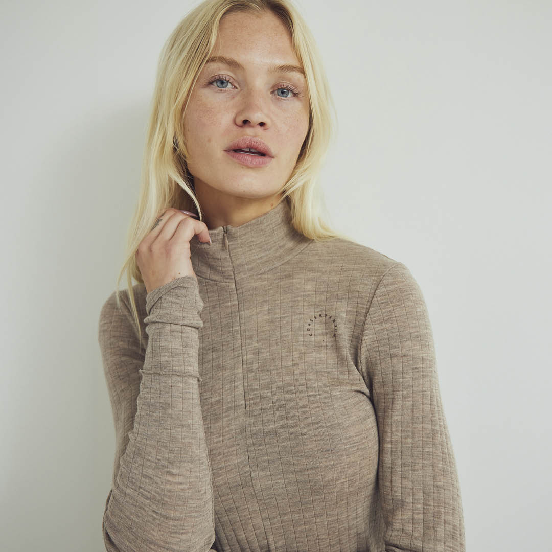 Conservandum Langarmshirt aus Merinowolle S_S Tee Balsam melange 821000011