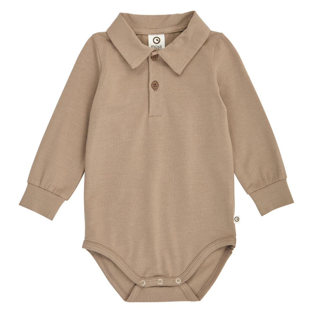 müsli Polo-Langarmbody Bodystockings Walnut 017080802