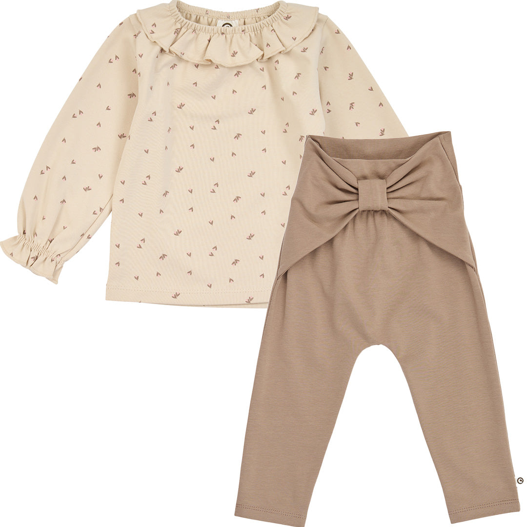 müsli Set aus Babyhose und Babylangarmshirt L_S Tee Oak/ Walnut/ Blush 690000334
