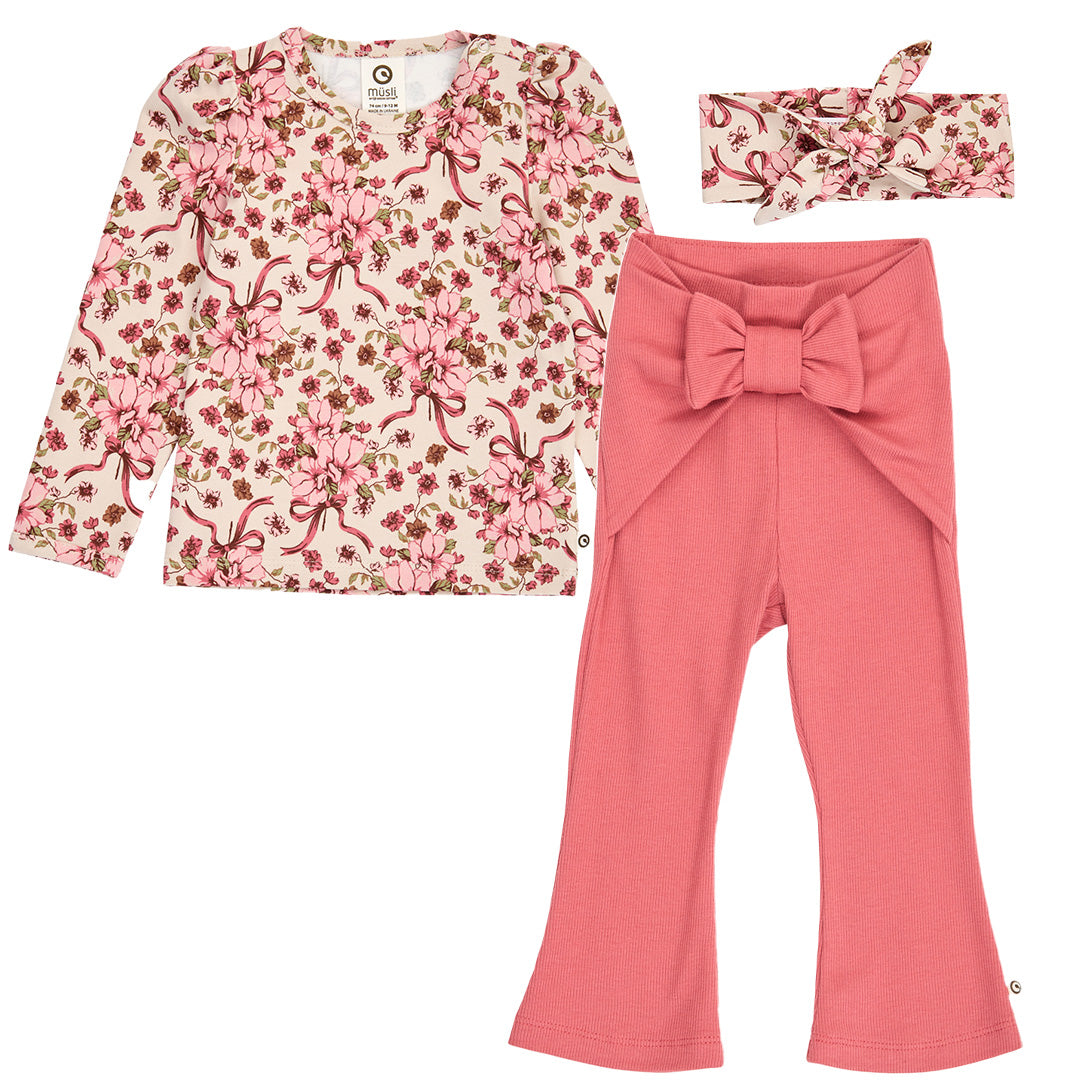 müsli Set aus Babyhose und Babylangarmshirt mit Haarband L_S Tee Oak/ Blush/ Baroque rose 690000330