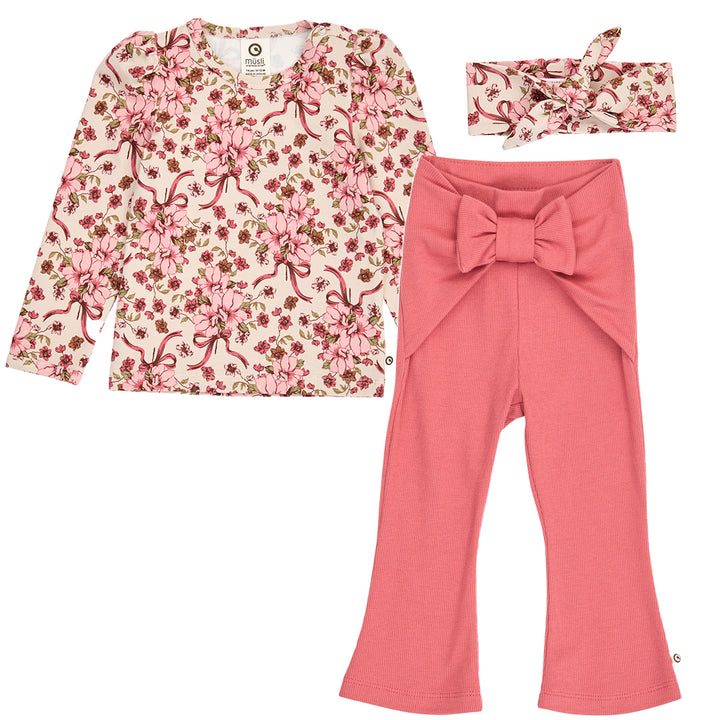 müsli Set aus Babyhose und Babylangarmshirt mit Haarband L_S Tee Oak/ Blush/ Baroque rose 690000330