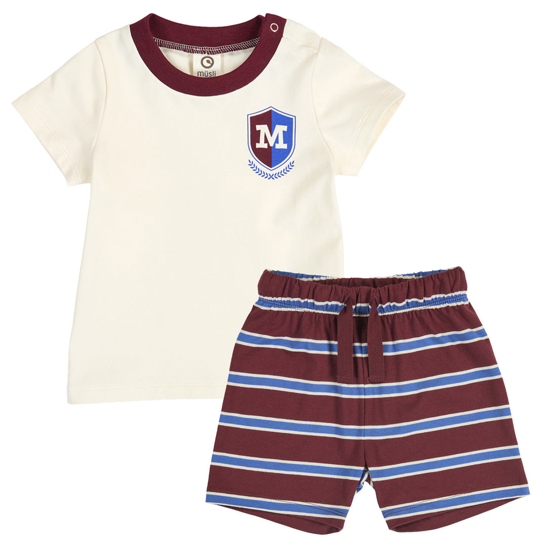 müsli Set aus Babyshirt und Shorts Bodystockings Russet/ Azure blue/ Tofu 690000302