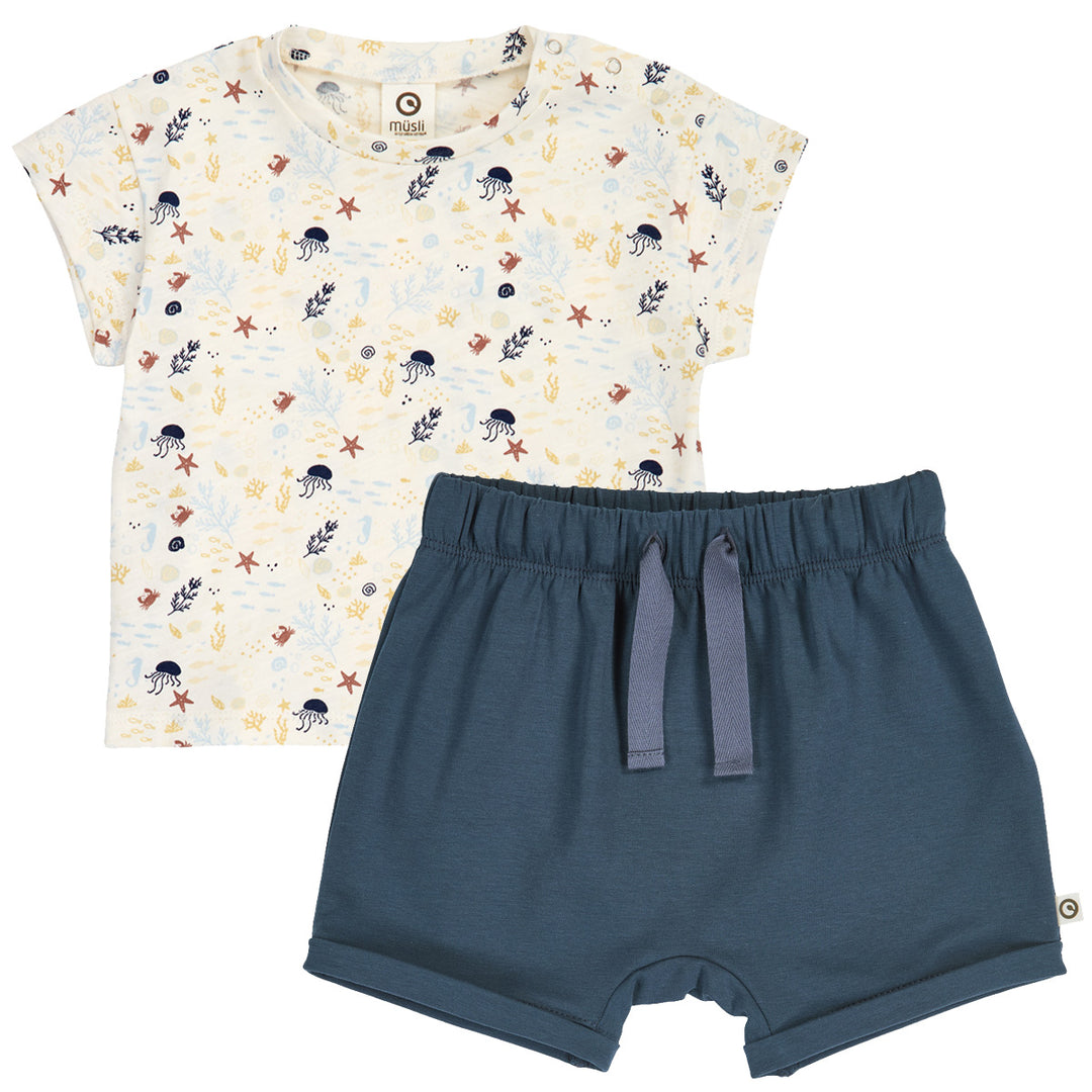 müsli Set aus Babyshirt und Shorts Bodystockings Tofu/ Hemp/ Navy 690000308