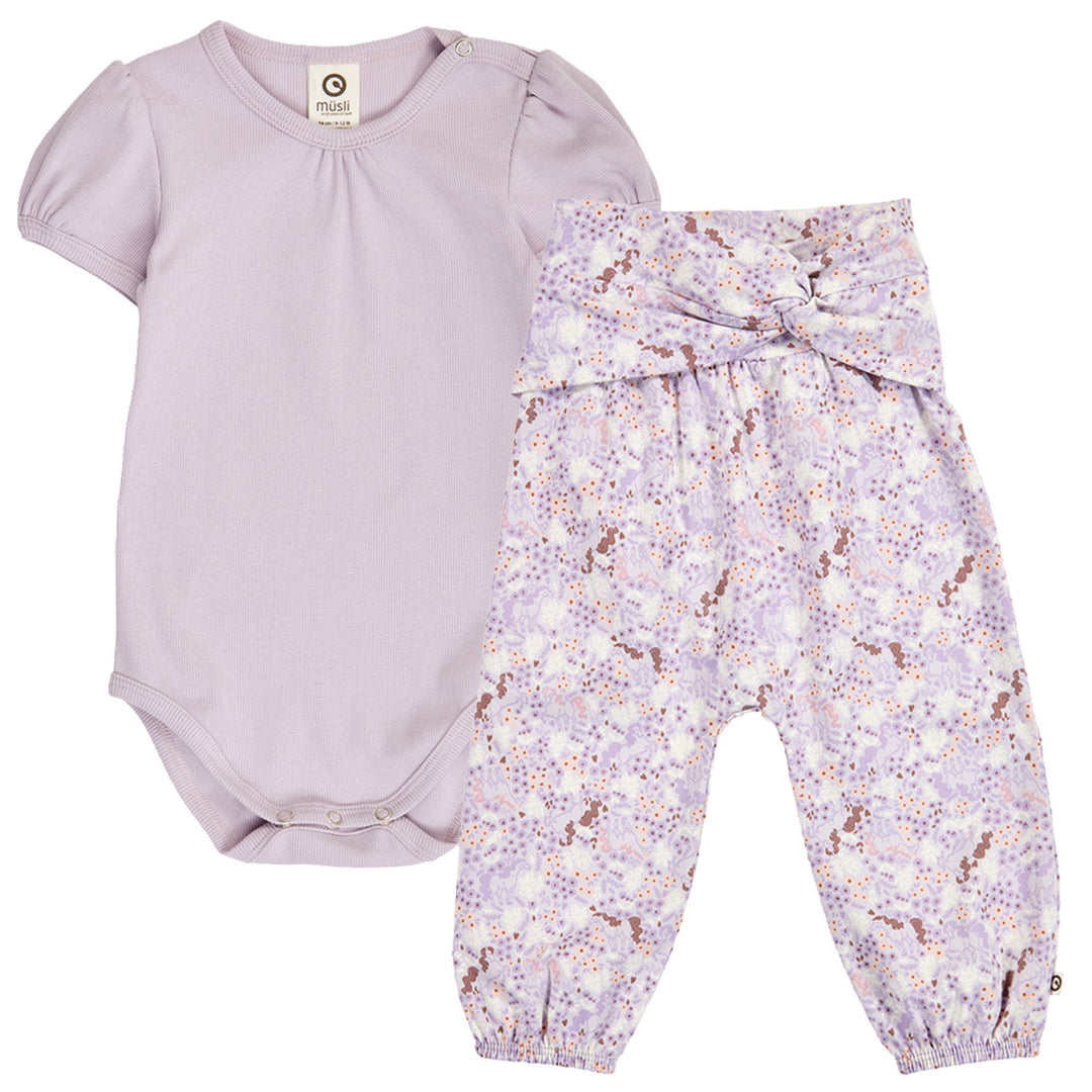 müsli Set aus Kurzarmbody und Babyhose Bodystockings Bloom/ Tofu/ Pecan 690000310