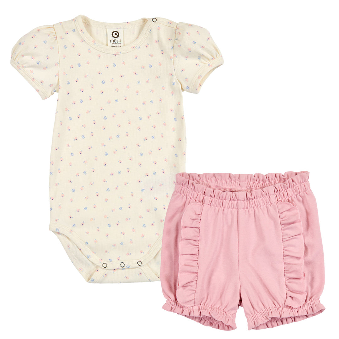 müsli Set aus Kurzarmbody und Babyshorts Bodystockings Tofu/ Nectar/ shell blue 690000313