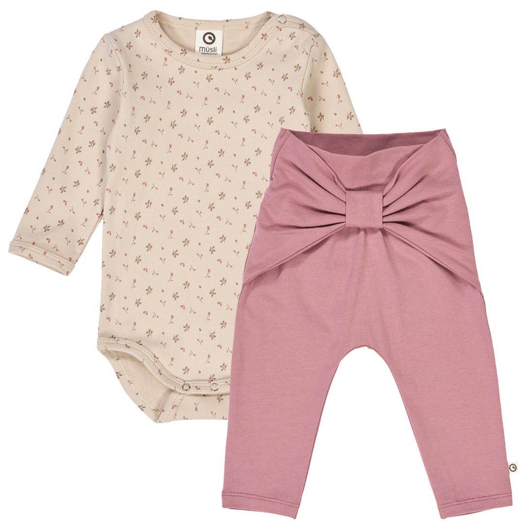 müsli Set aus Langarmbody und Babyhose Bodystockings Oak/ Nostalgia rose/ Beige 690000251