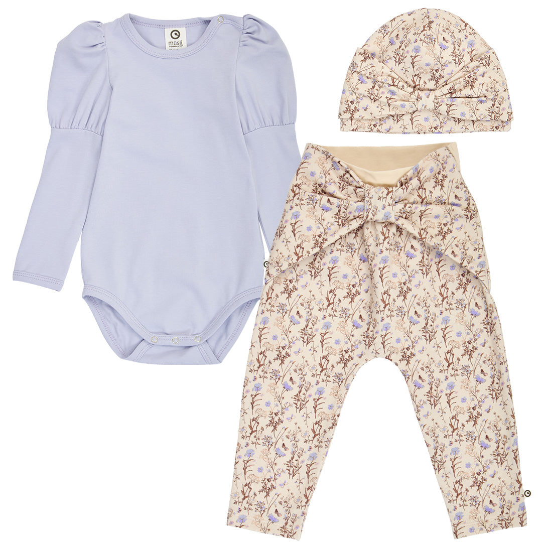 müsli Set aus Langarmbody und Babyhose mit Babymütze Pants Oak/ Walnut/ Mauve 690000329