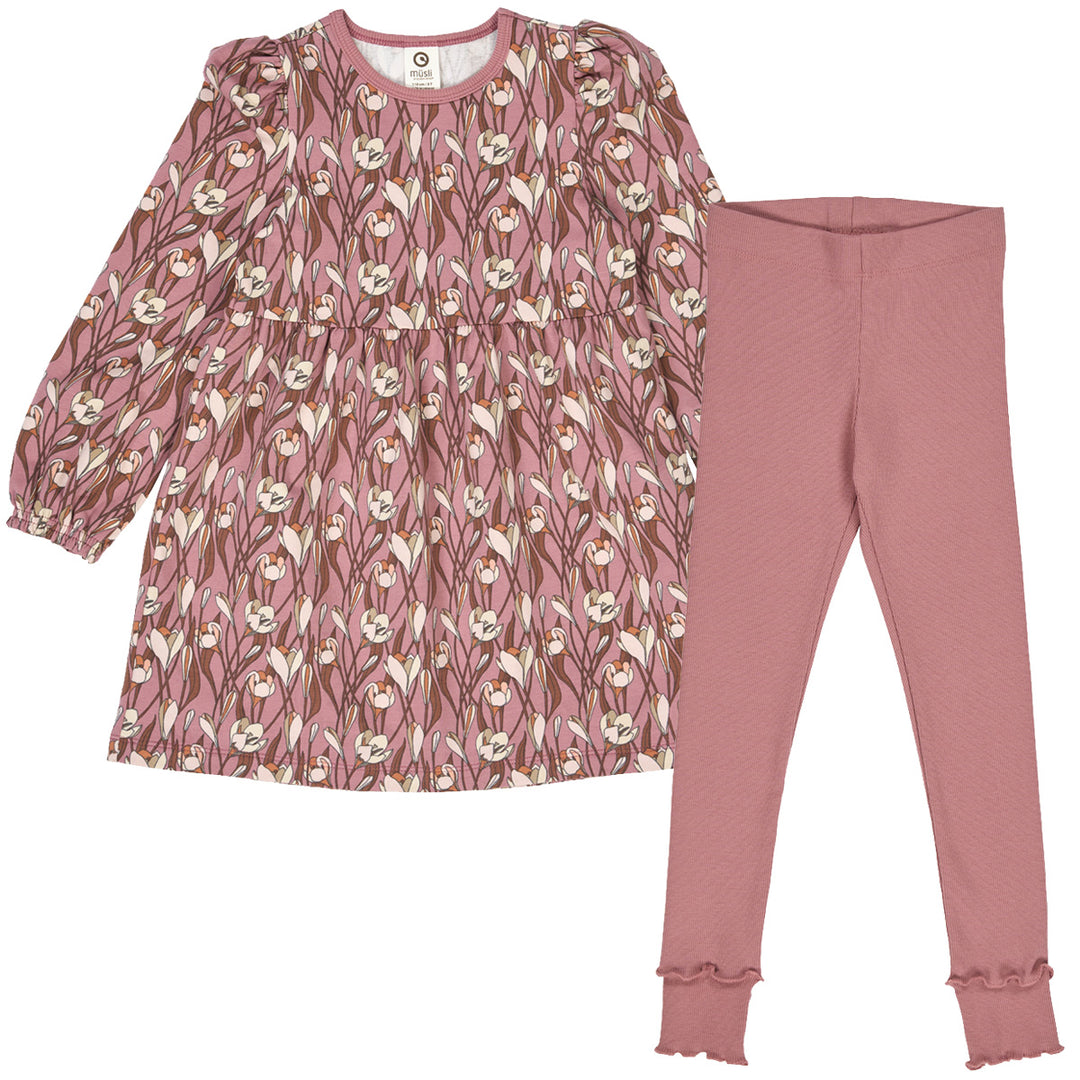 müsli Set aus Langarmkleid und Leggings Bodystockings Nostalgia rose/ Root/ Oak 690000272