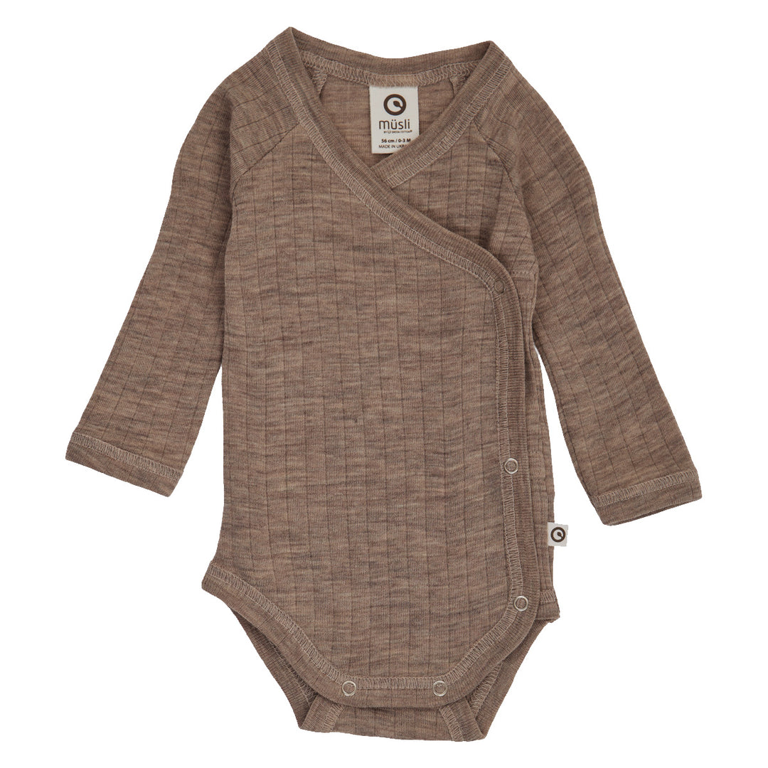 müsli Wickelbody aus Merinowolle Bodystockings Walnut melange 821000012